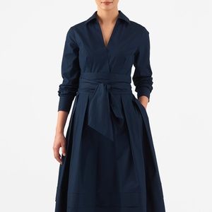 Eshakti Obi Belt Cotton Poplin Shirtdress